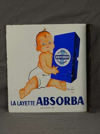 LAYETTE ABSORBA : Plaque émaillée double-face à 