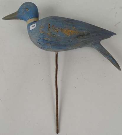 Appelant pigeon en bois peint bleu à collerette 