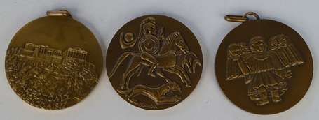 3 médailles en bronze Unesco