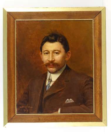 DEMANGE Adolphe (1847 -1928) Buste d'homme. Huile 