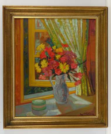 REBIERRE Marc (1934 -), Bouquet devant la fenêtre,