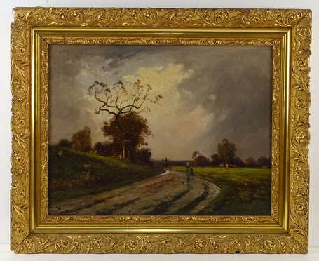 DUCHEMIN Daniel (1866-1930), Chemin animé, Huile 