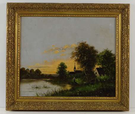 DORVAL, Fin XIXe, Paysage rurale, Huile sur toile,