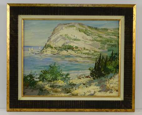 ECOLE Russe Xxè. Paysage bord de mer. Huile sur 