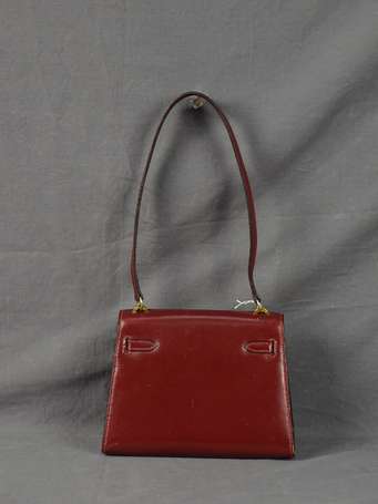 HERMES - Rare sac Mini Kelly 20 cm en box bordeau,