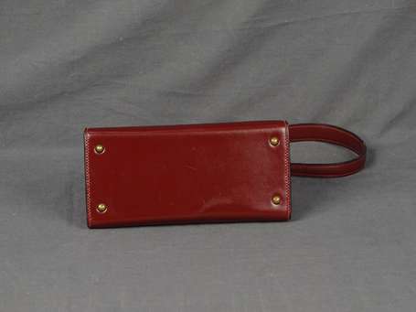 HERMES - Rare sac Mini Kelly 20 cm en box bordeau,