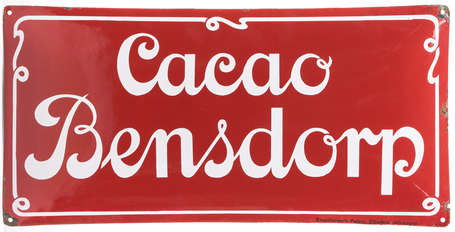 CACAO BENSDORP : Bandeau émaillé bombé. Très bel 