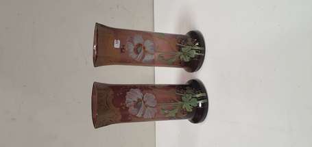 LEGRAS (Attribué à) - Paire de vases tubes à base 
