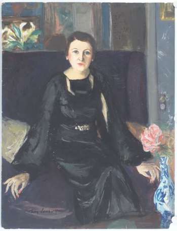 Launois Jean 1898-1942 Portrait de femme Aquarelle