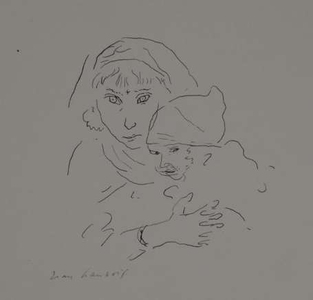 Launois Jean (1898-1942) Maternité. Encre, signée 