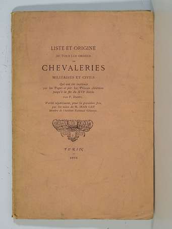 [ORDRES DE CHEVALERIE - DAVITI (P.) - Liste et 