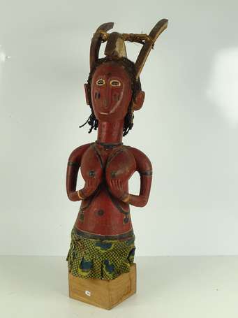 Ancien et rare grand fétiche 'Nimba' en bois dur 