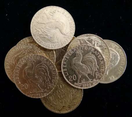 9 Pièces 20 francs or NIII 1857, IIIème République