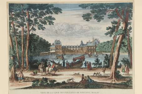 Vue de la cour des fontaines de Fontaine Beleau. 