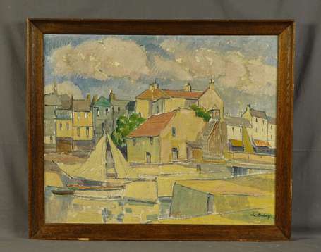 BELAY Pierre de (1890-1947) - Voilier au port. 
