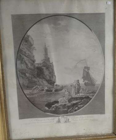 D'après Vernet Joseph Le Rocher percé - La barque 