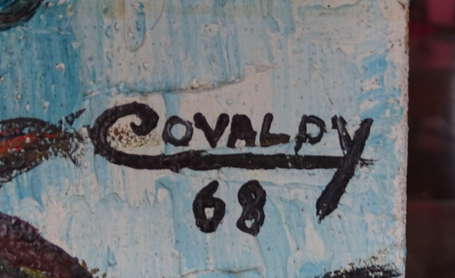 COVALPY XXe - Bouquet. Huile sur toile, signée et 