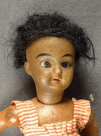 Mignonette-Poupée tête  porcelaine noire, yeux 