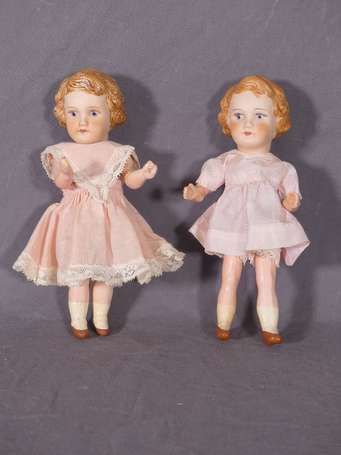 Rare  2 Poupées mignonnette - tête porcelaine 