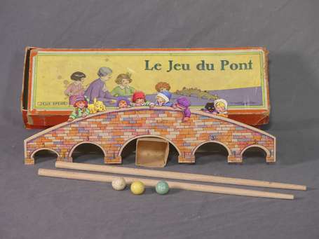 Jeu du Pont - belle lithographie avec sujets 