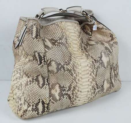 GUCCI - Grand sac porté épaule en pithon, anse en 