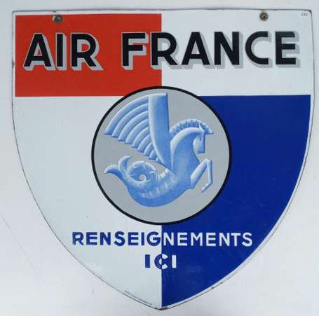 AIR FRANCE : Enseigne émaillée illustrée du Cheval