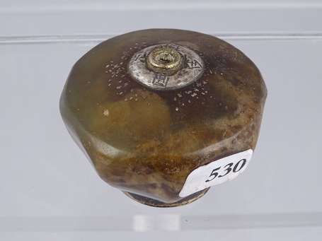 Ancien fourneau de pipe à opium en jade à six pans