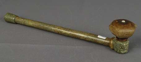 Rare et ancienne pipe à opium en bambou recouvert 