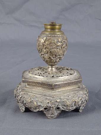 Très grande et splendide ancienne lampe de fumeur 