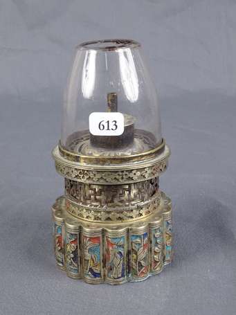 Belle et ancienne lampe de fumeur d'opium rond 