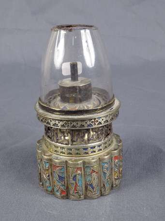 Belle et ancienne lampe de fumeur d'opium rond 