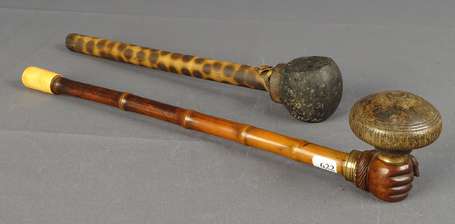 Ancienne petite pipe à opium en bambou à noeud 