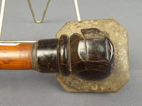 Ancienne grande pipe à opium en bambou corne et 