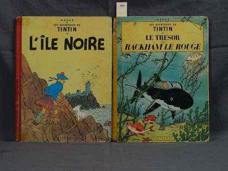 Hergé : Tintin ; 2 albums : L'ïle noire en 