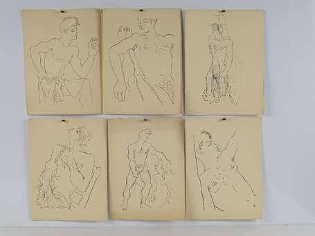 COCTEAU (Jean) - Suite de 6 lithographies en noir 