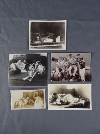 Lot de cinq photos de fumeurs d'opium. Ancien 
