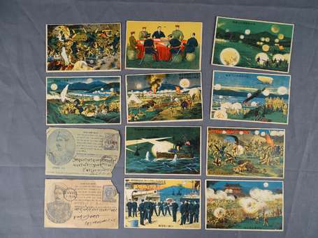 Douze cartes postales représentant la révolution 