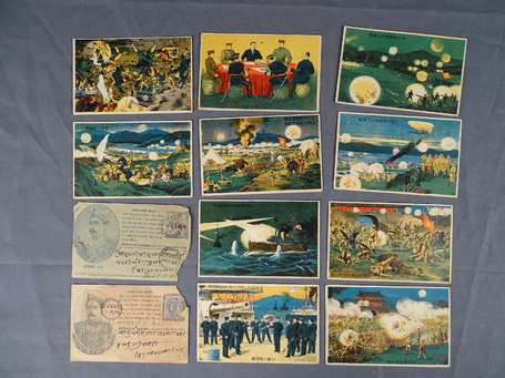 Douze cartes postales représentant la révolution 