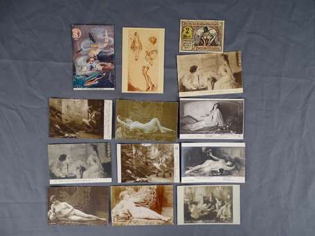 Douze cartes postales de scènes de fumeuses 