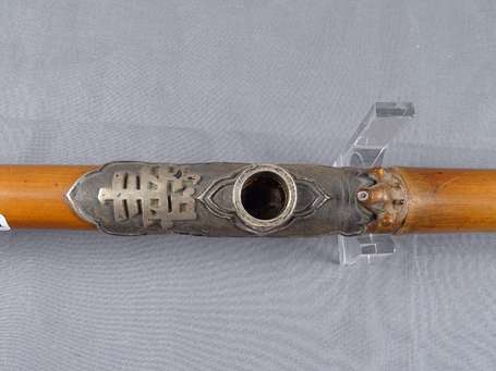 Ancienne grande pipe à opium en bambou. Belle 