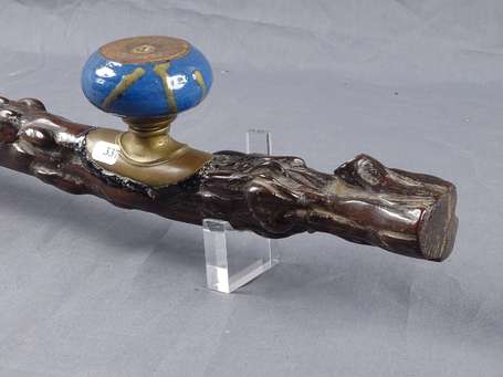 Ancienne et exceptionnelle pipe à opium en bois 