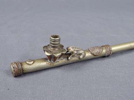 Rare et ancienne pipe à morphine en paktong et 