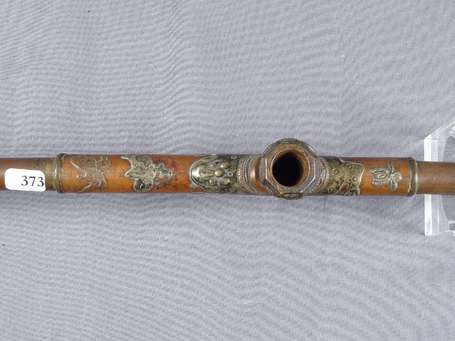 Intéressante et ancienne pipe à opium en cuivre 