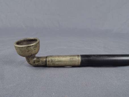 Ancienne pipe à tabac de fumerie en bois, paktong 
