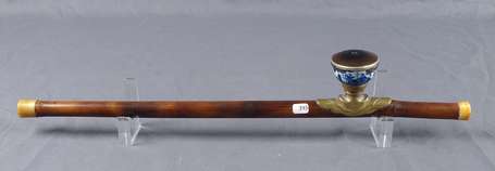 Ancienne et fine pipe à opium en bambou et corne. 