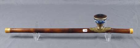 Ancienne et fine pipe à opium en bambou et corne. 