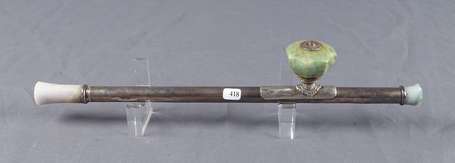 Très belle et ancienne pipe à opium en argent dont