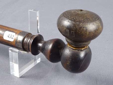 Ancienne pipe à opium en bois, argent et ivoire 