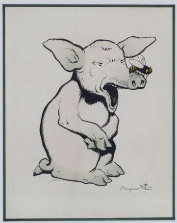 BENJAMIN RABIER (1864-1939) : Le Cochon et la 
