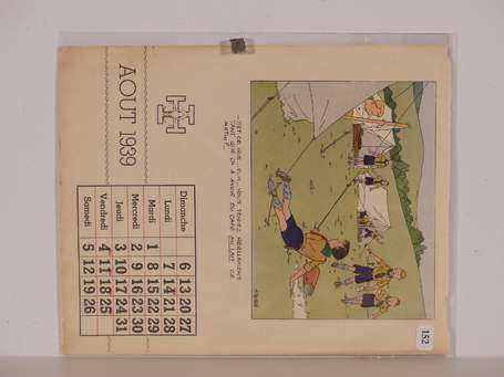 Hergé : page du mois d'août du calendrier scout de